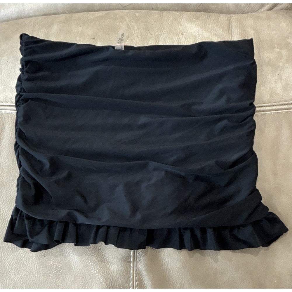 Raisins Curve Black Solid Ruffle Swim Skirt Bottom Women's Plus 18W N840068
